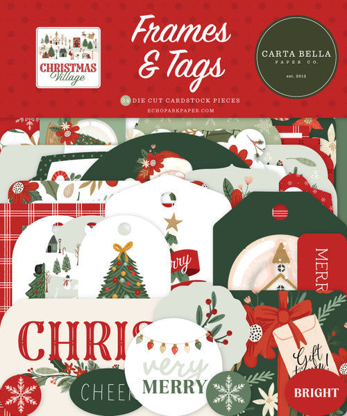 Carta Bella Paper - Christmas Village Collection - Ephemera - Frames And Tags
