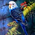 Craspire DIY Birds Theme Diamond Painting Kits, Including Canvas, Resin Rhinestones, Diamond Sticky Pen, Tray Plate and Glue Clay, Blue, 300x300mm, 4Set/Pack