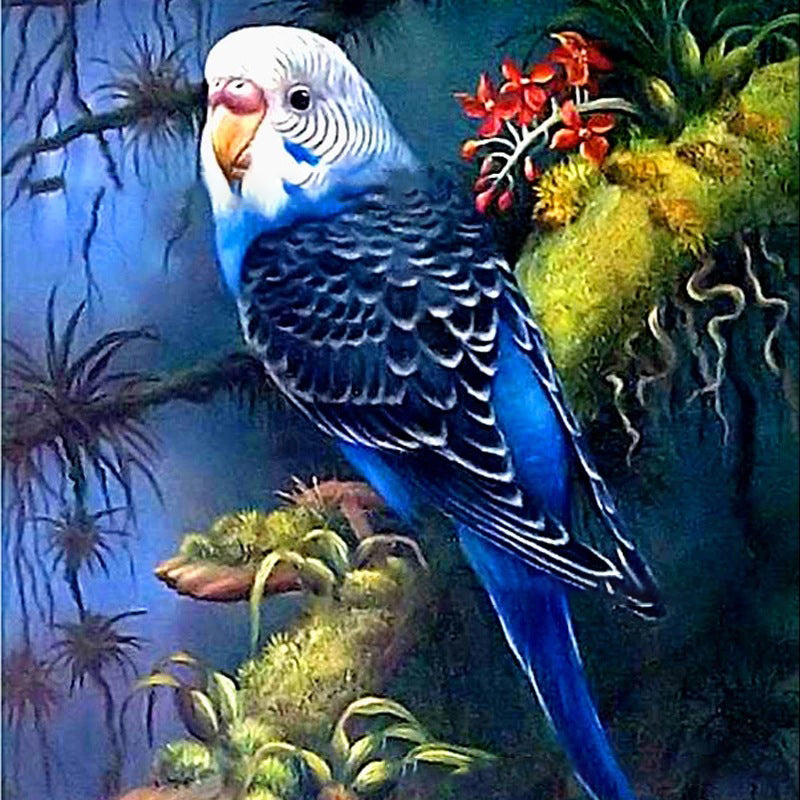 Craspire DIY Birds Theme Diamond Painting Kits, Including Canvas, Resin Rhinestones, Diamond Sticky Pen, Tray Plate and Glue Clay, Blue, 300x300mm, 4Set/Pack