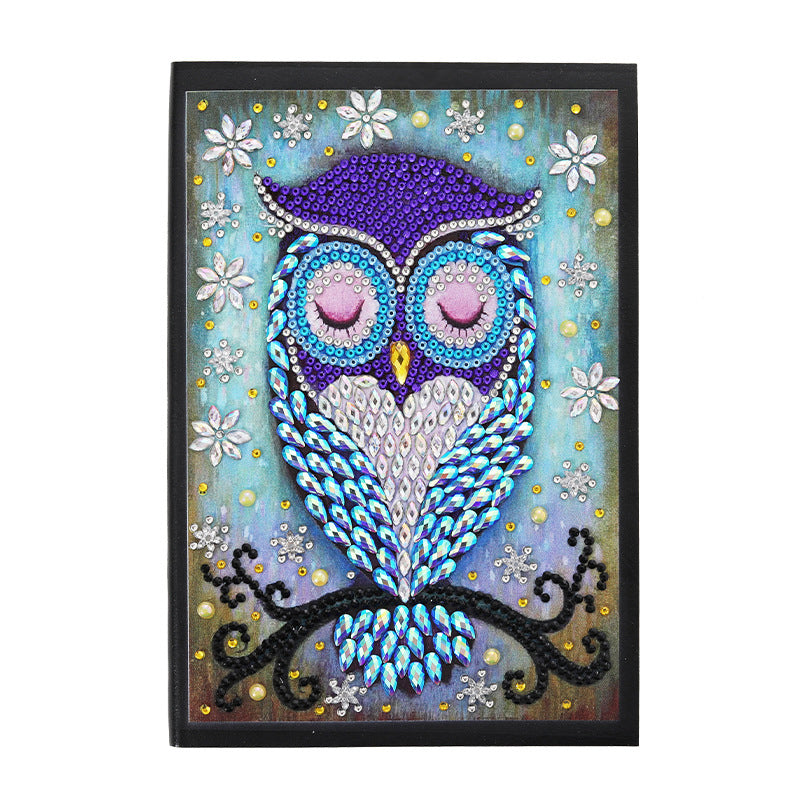 Craspire DIY Notebook Diamond Painting Kits, Including A5 Notebook, Resin Rhinestones, Diamond Sticky Pen, Tray Plate and Glue Clay, Owl Pattern, 207x142x8mm, 56 pages/book, 2Set/Pack