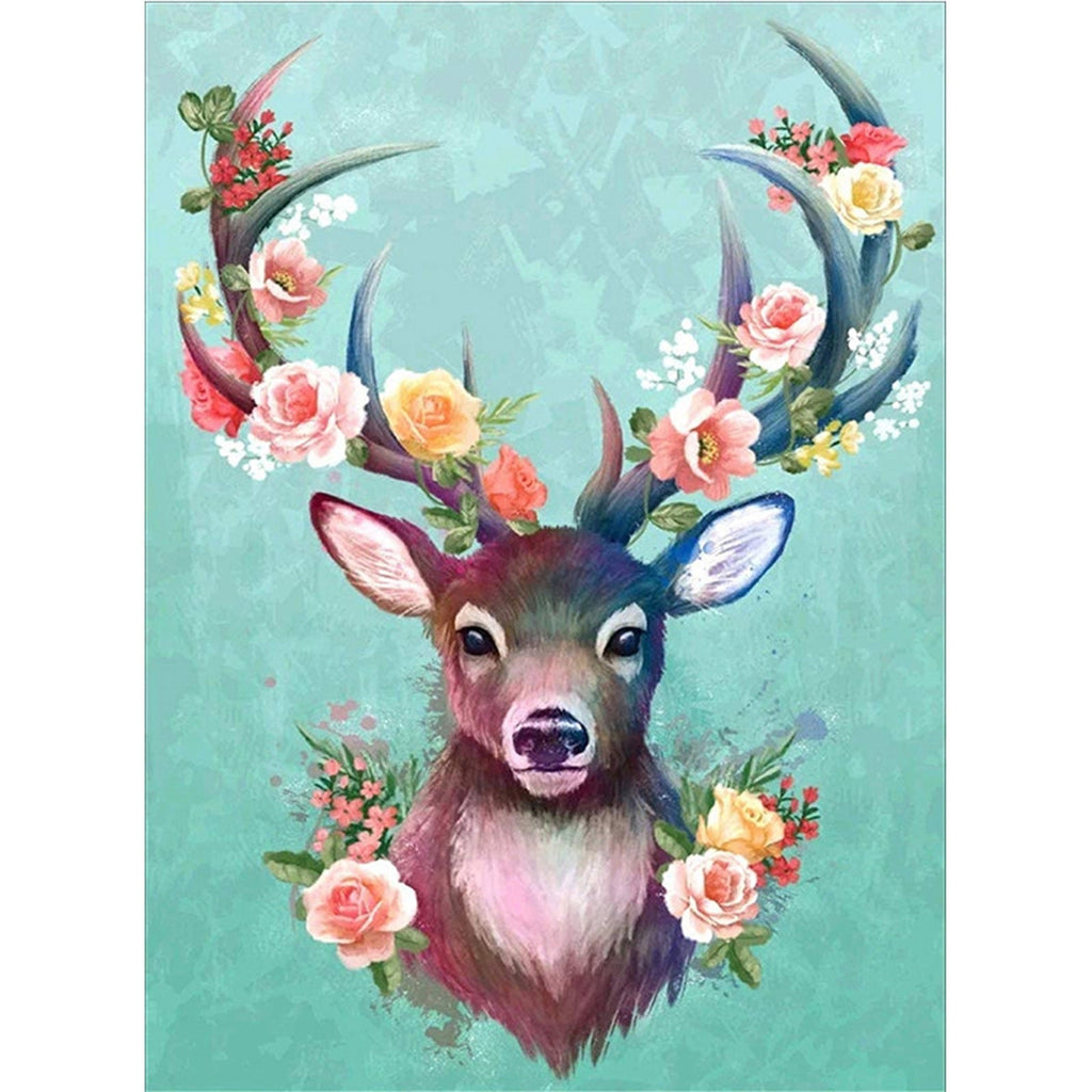 Craspire 5D DIY Diamond Painting Animals Canvas Kits, with Resin Rhinestones, Diamond Sticky Pen, Tray Plate and Glue Clay, Deer Pattern, 30x20x0.02cm, 4Set/Pack