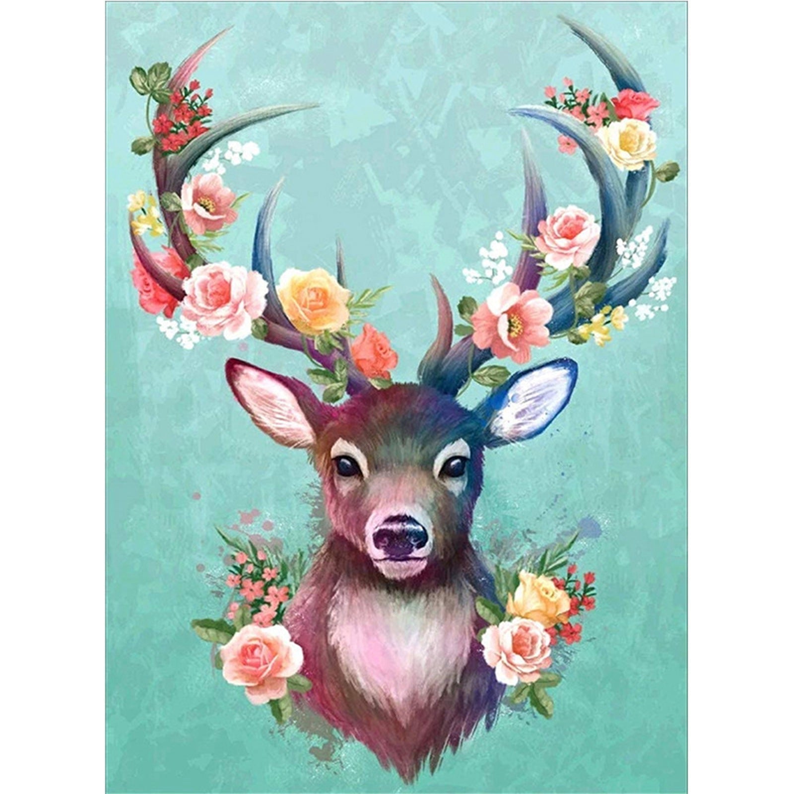 Craspire 5D DIY Diamond Painting Animals Canvas Kits, with Resin Rhinestones, Diamond Sticky Pen, Tray Plate and Glue Clay, Deer Pattern, 30x20x0.02cm, 4Set/Pack