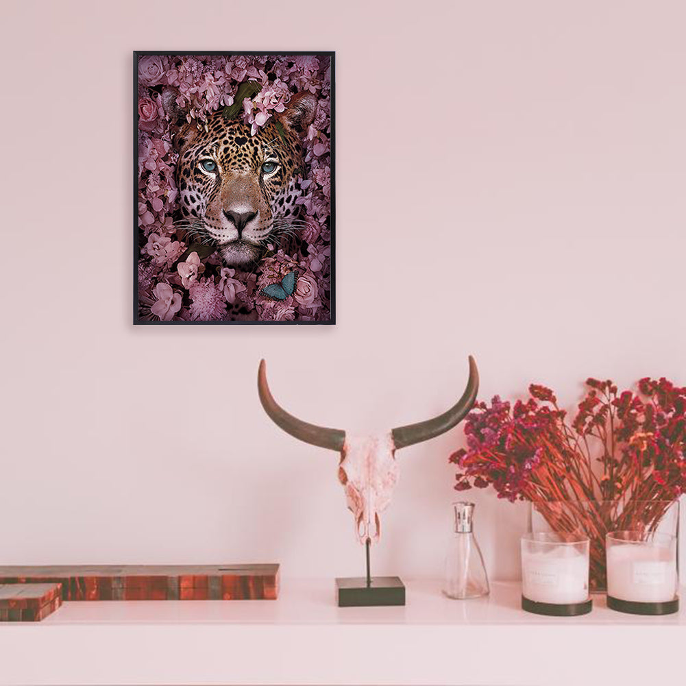 Craspire 5D DIY Diamond Painting Animals Canvas Kits, with Resin Rhinestones, Diamond Sticky Pen, Tray Plate and Glue Clay, Tiger Pattern, 30x20x0.02cm, 4Set/Pack