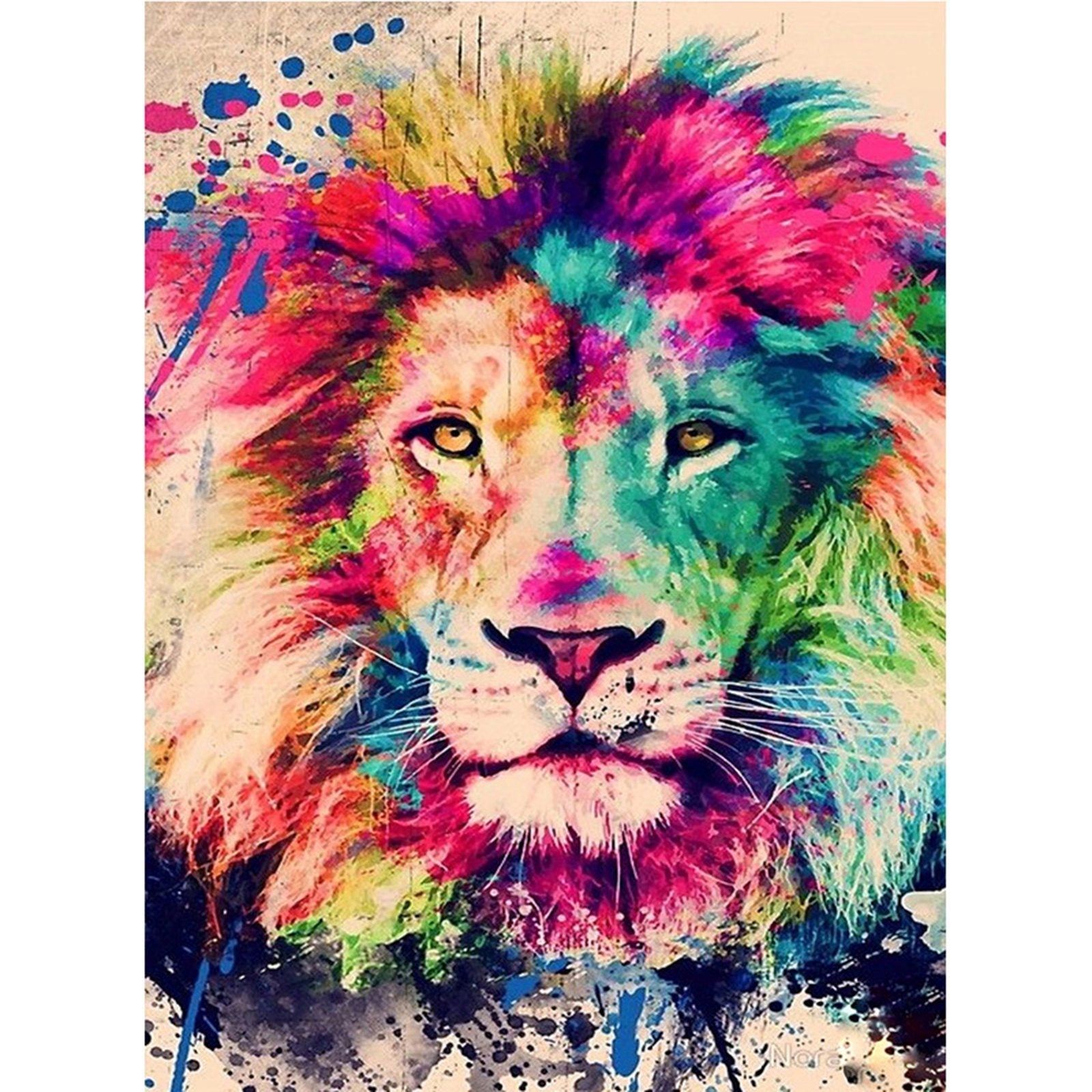 Craspire 5D DIY Diamond Painting Animals Canvas Kits, with Resin Rhinestones, Diamond Sticky Pen, Tray Plate and Glue Clay, Lion Pattern, 30x20x0.02cm, 4Set/Pack