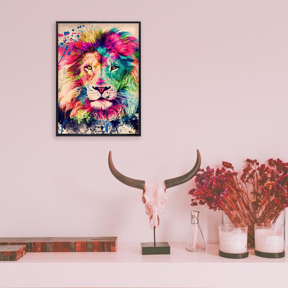 Craspire 5D DIY Diamond Painting Animals Canvas Kits, with Resin Rhinestones, Diamond Sticky Pen, Tray Plate and Glue Clay, Lion Pattern, 30x20x0.02cm, 4Set/Pack