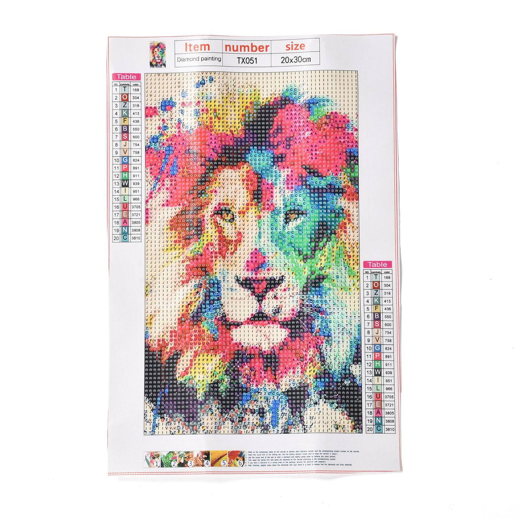 Craspire 5D DIY Diamond Painting Animals Canvas Kits, with Resin Rhinestones, Diamond Sticky Pen, Tray Plate and Glue Clay, Lion Pattern, 30x20x0.02cm, 4Set/Pack