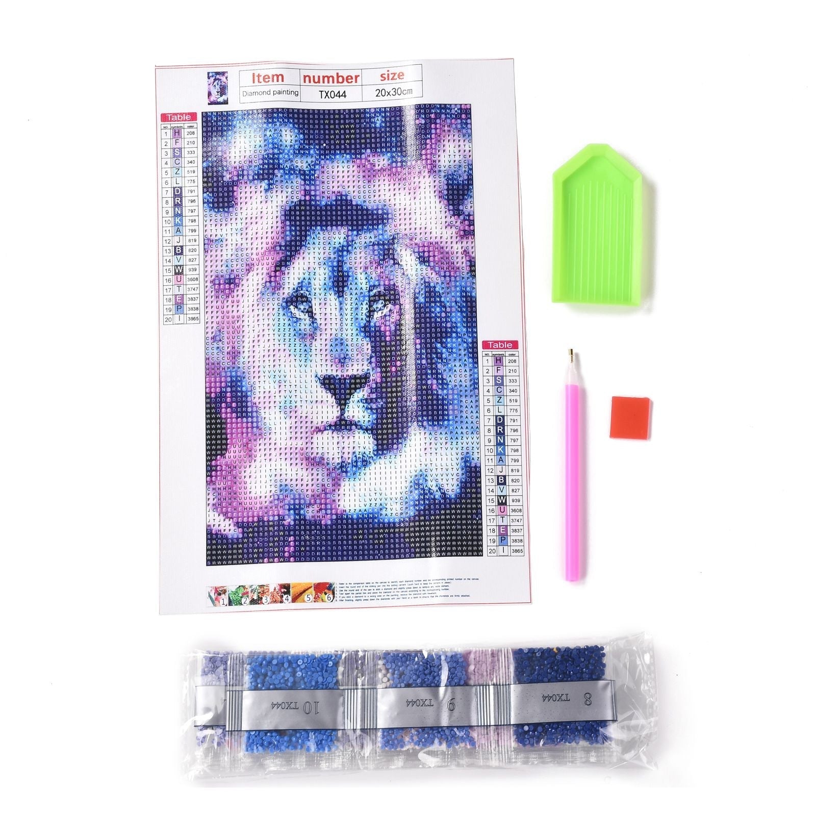Craspire 5D DIY Diamond Painting Animals Canvas Kits, with Resin Rhinestones, Diamond Sticky Pen, Tray Plate and Glue Clay, 30x20x0.02cm, 4Set/Pack