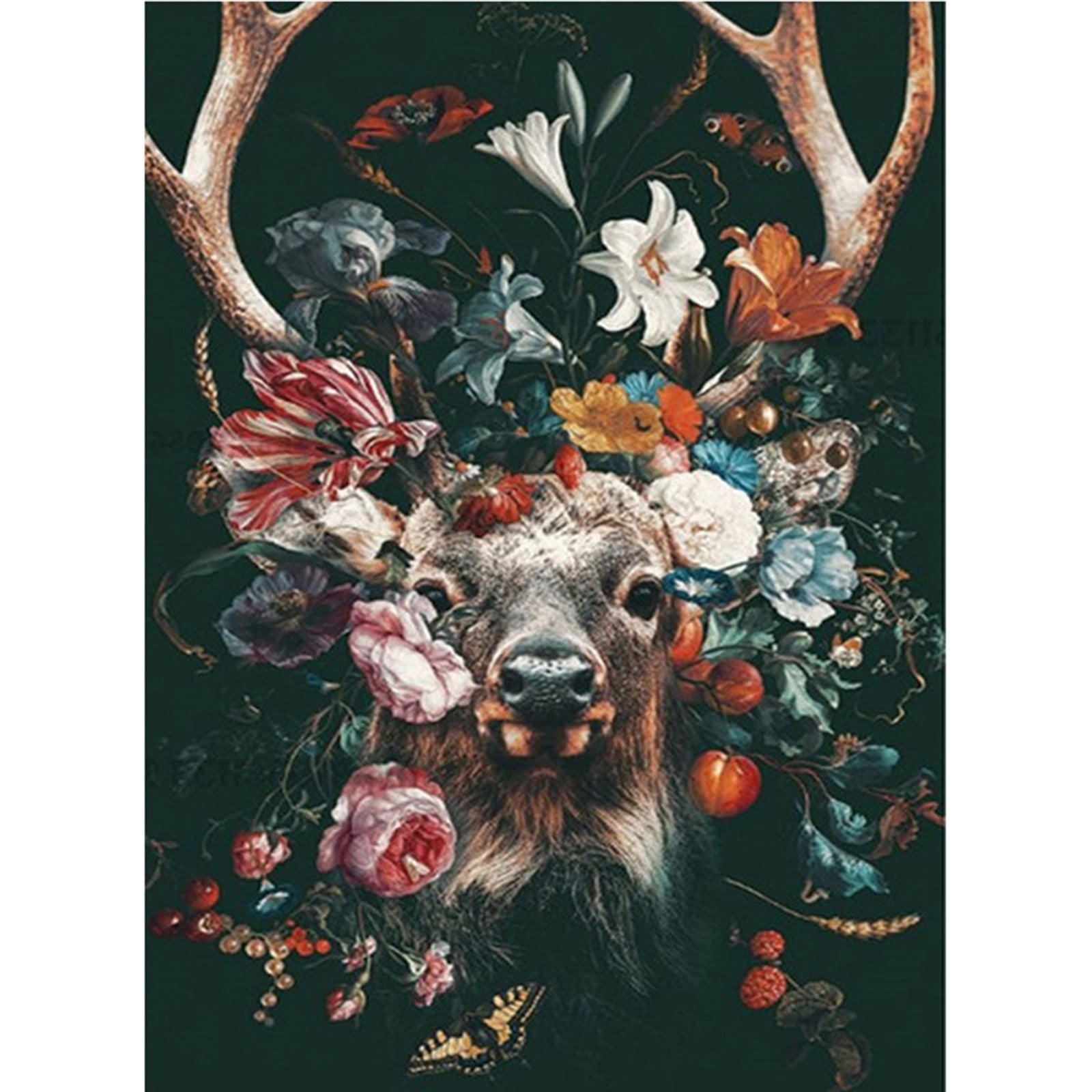 Craspire 5D DIY Diamond Painting Animals Canvas Kits, with Resin Rhinestones, Diamond Sticky Pen, Tray Plate and Glue Clay, Deer Pattern, 30x20x0.02cm, 4Set/Pack
