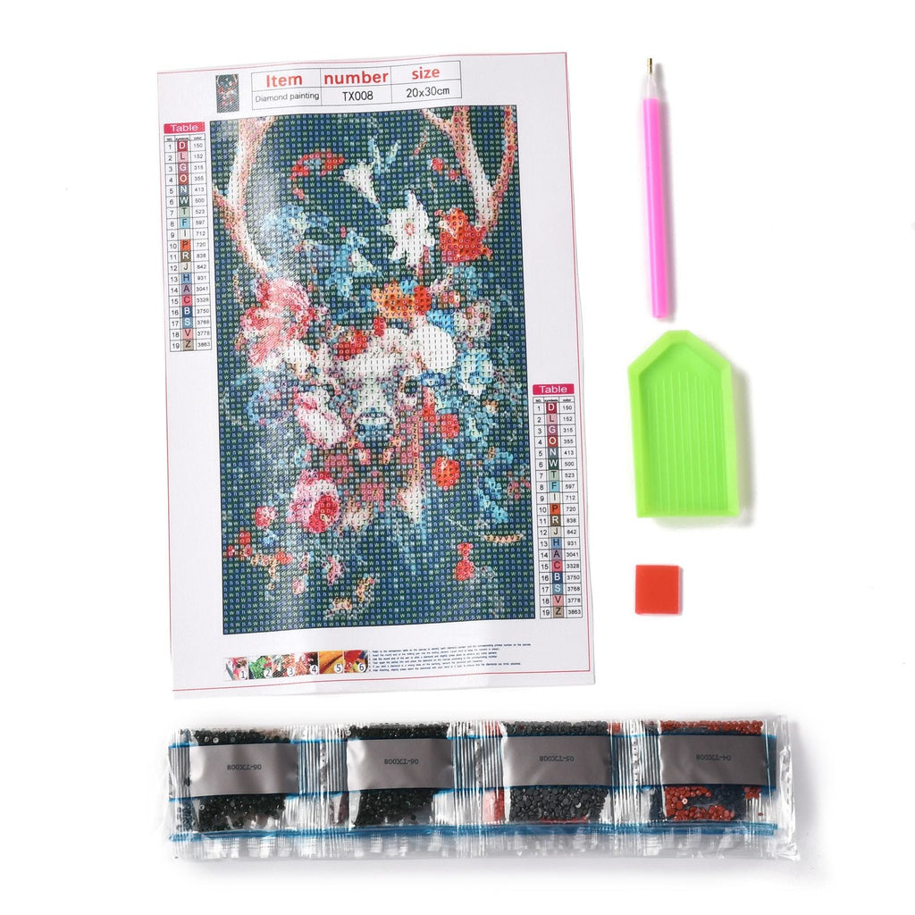 Craspire 5D DIY Diamond Painting Animals Canvas Kits, with Resin Rhinestones, Diamond Sticky Pen, Tray Plate and Glue Clay, Deer Pattern, 30x20x0.02cm, 4Set/Pack