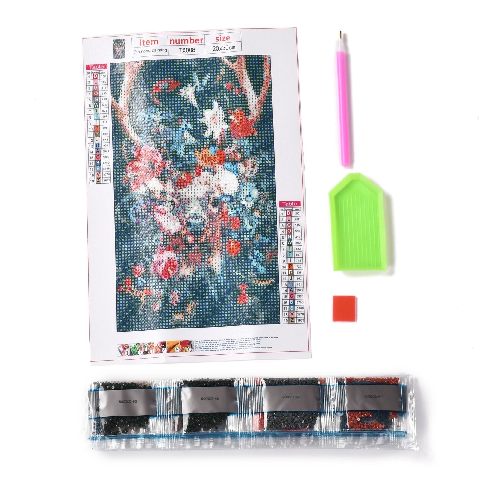 Craspire 5D DIY Diamond Painting Animals Canvas Kits, with Resin Rhinestones, Diamond Sticky Pen, Tray Plate and Glue Clay, Deer Pattern, 30x20x0.02cm, 4Set/Pack