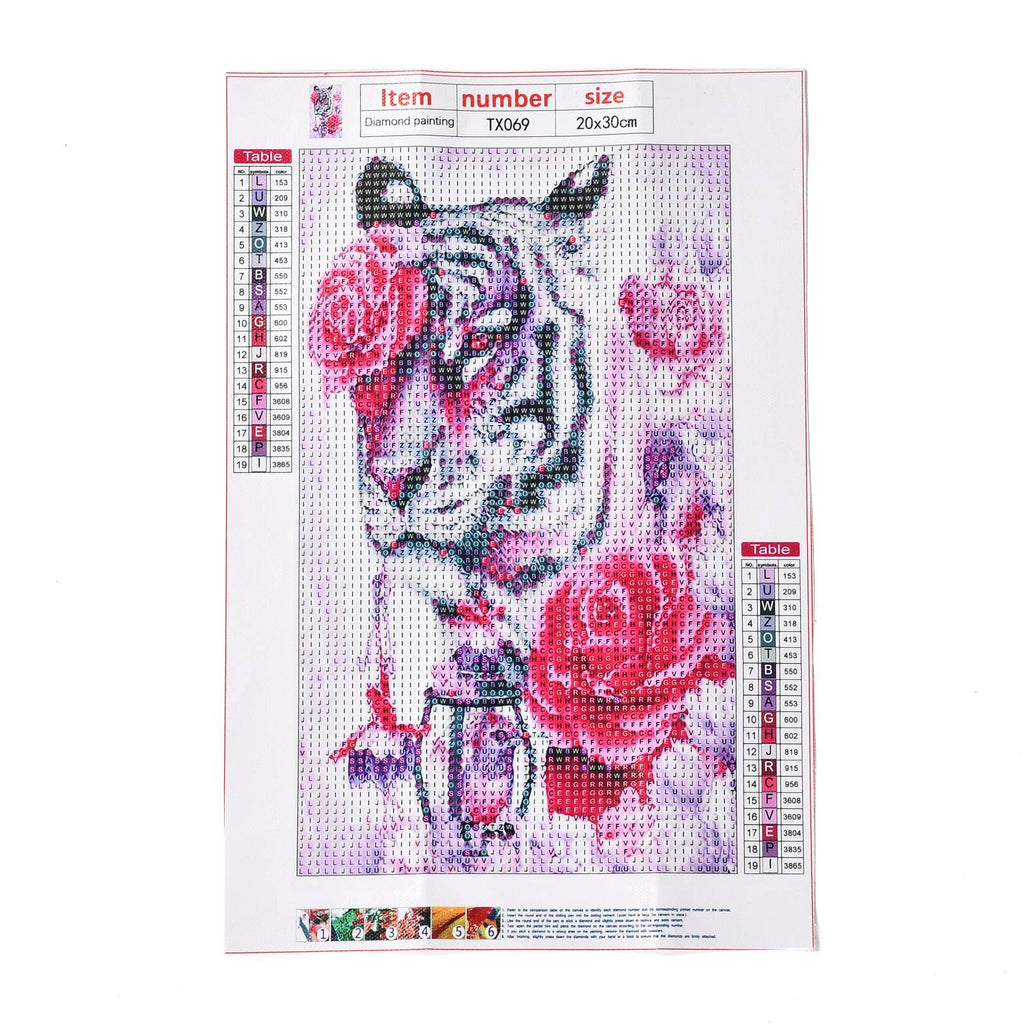 Craspire 5D DIY Diamond Painting Animals Canvas Kits, with Resin Rhinestones, Diamond Sticky Pen, Tray Plate and Glue Clay, Tiger Pattern, 30x20x0.02cm, 4Set/Pack