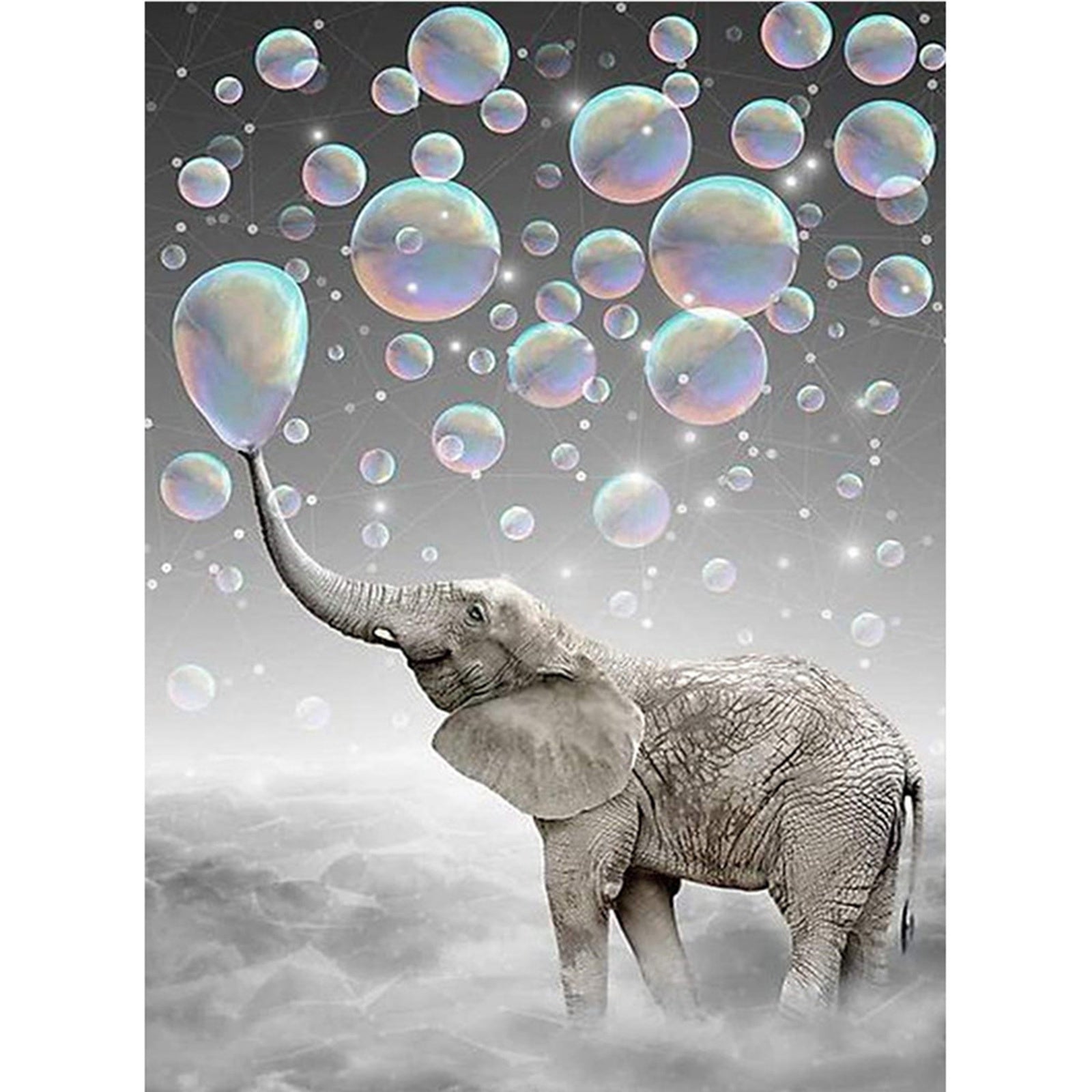 Craspire 5D DIY Diamond Painting Animals Canvas Kits, with Resin Rhinestones, Diamond Sticky Pen, Tray Plate and Glue Clay, Elephant Pattern, 30x20x0.02cm, 4Set/Pack