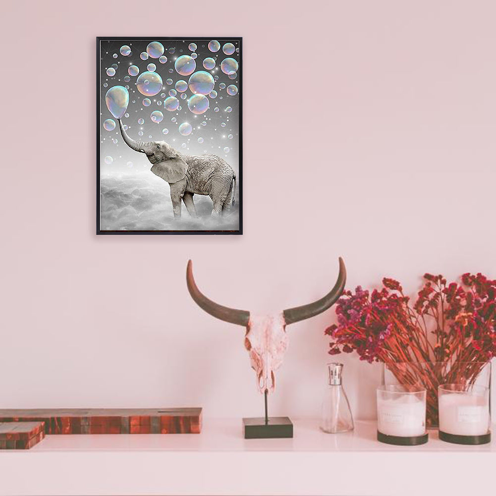 Craspire 5D DIY Diamond Painting Animals Canvas Kits, with Resin Rhinestones, Diamond Sticky Pen, Tray Plate and Glue Clay, Elephant Pattern, 30x20x0.02cm, 4Set/Pack