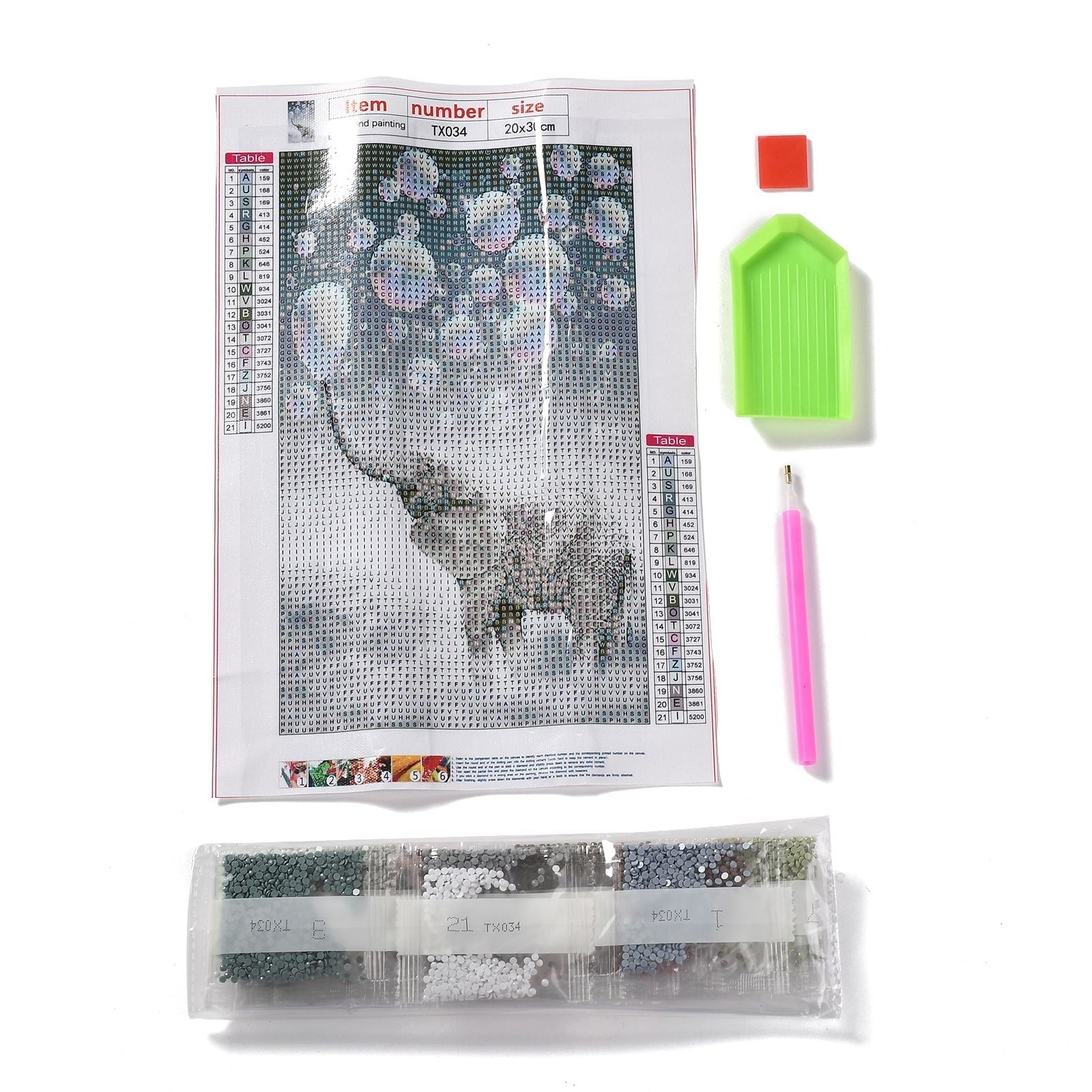 Craspire 5D DIY Diamond Painting Animals Canvas Kits, with Resin Rhinestones, Diamond Sticky Pen, Tray Plate and Glue Clay, Elephant Pattern, 30x20x0.02cm, 4Set/Pack