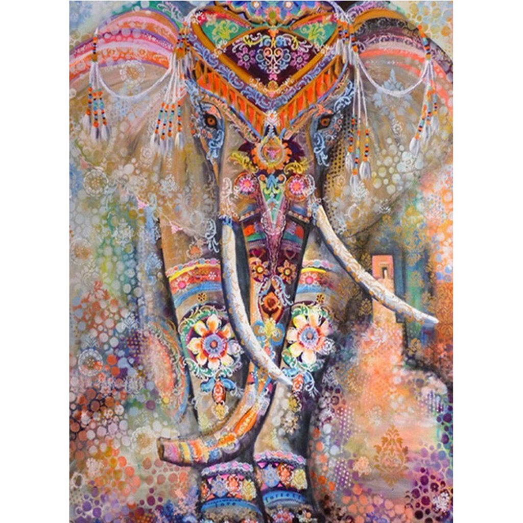 Craspire 5D DIY Diamond Painting Animals Canvas Kits, with Resin Rhinestones, Diamond Sticky Pen, Tray Plate and Glue Clay, Elephant Pattern, 30x20x0.02cm, 4Set/Pack