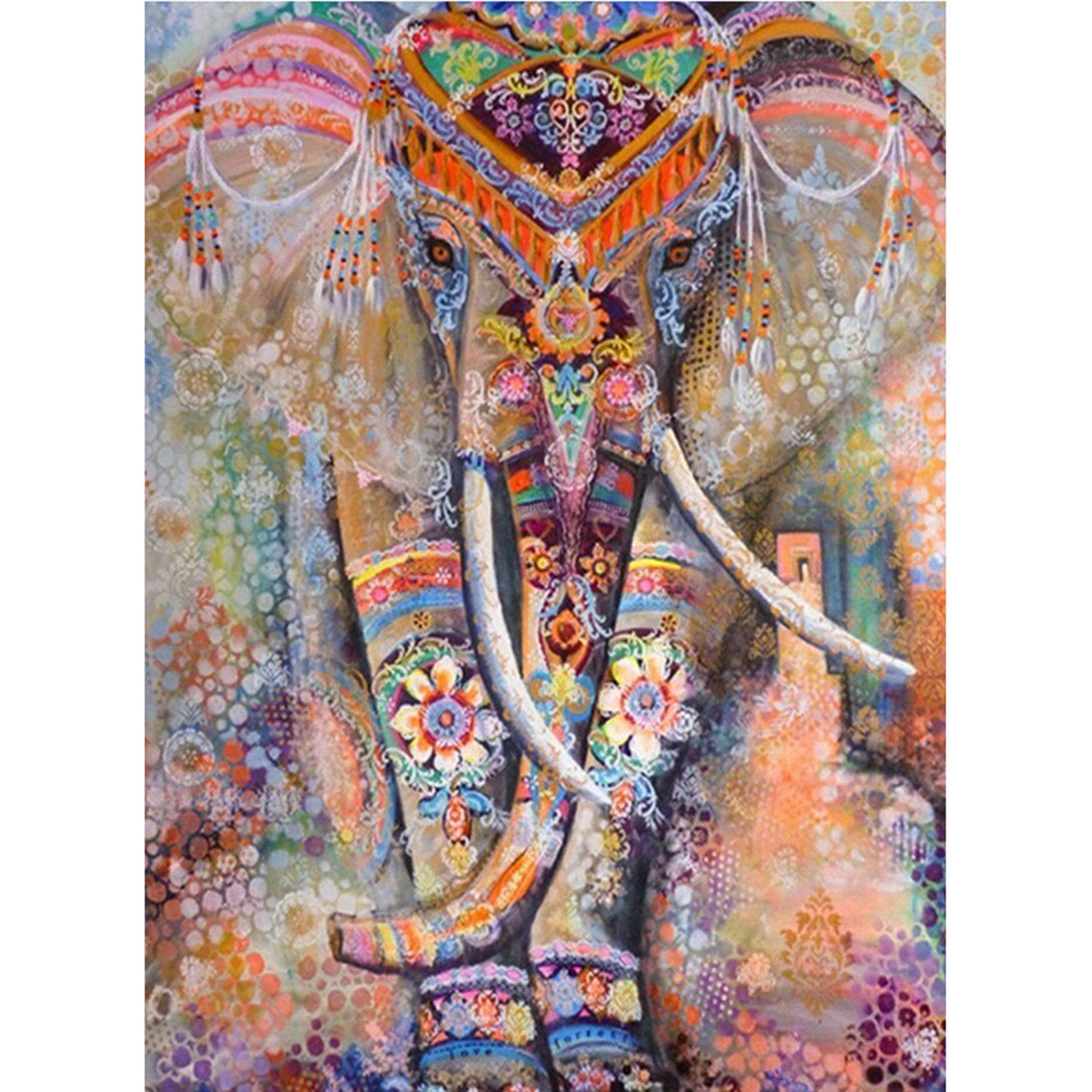 Craspire 5D DIY Diamond Painting Animals Canvas Kits, with Resin Rhinestones, Diamond Sticky Pen, Tray Plate and Glue Clay, Elephant Pattern, 30x20x0.02cm, 4Set/Pack