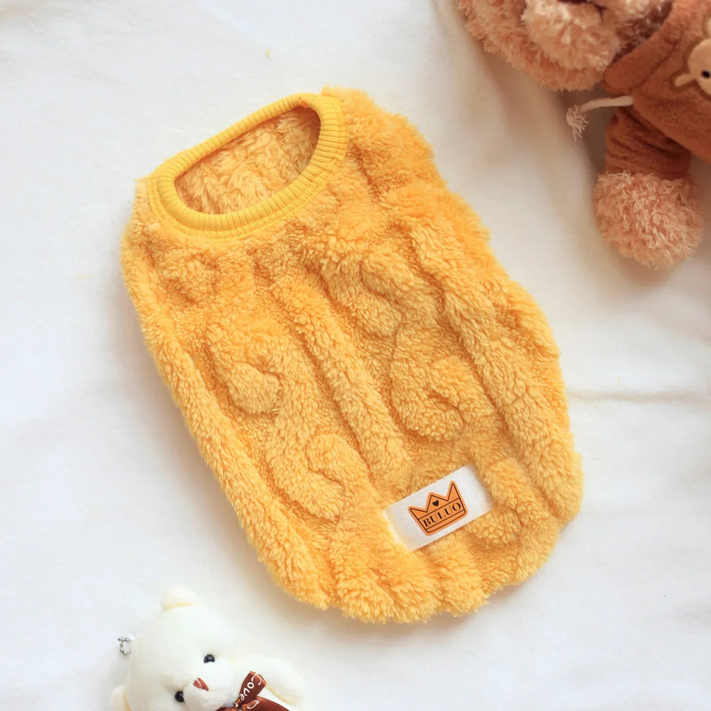Yellow Soft Cozy Autumn Winter Warm Fleece Dog Cat Sweaters