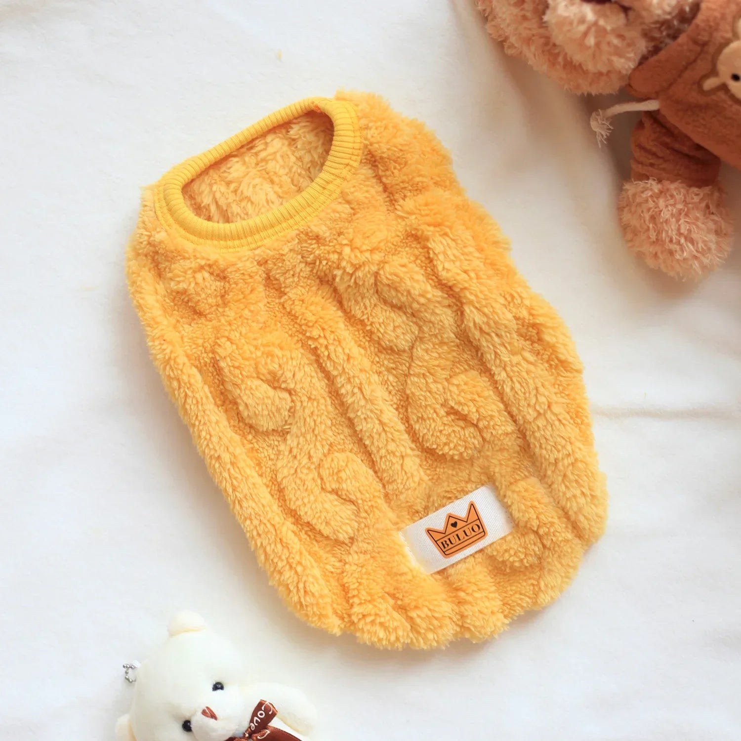 Yellow Soft Cozy Autumn Winter Warm Fleece Dog Cat Sweaters