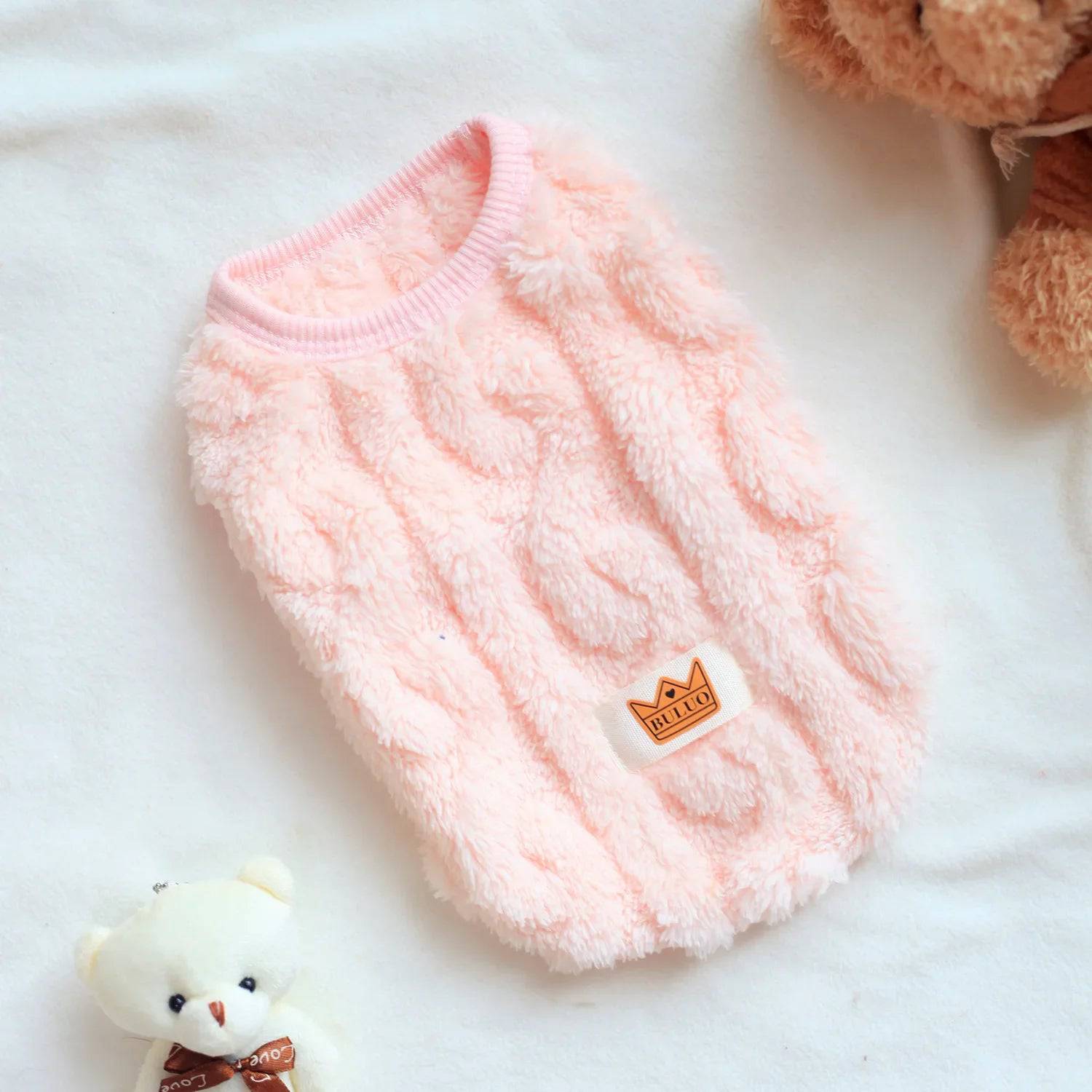 Pink Soft Cozy Autumn Winter Warm Fleece Dog Cat Sweaters