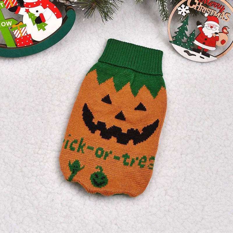 Pumpkin Warm Knitted Pet Dogs Cats Sweater Winter Clothes