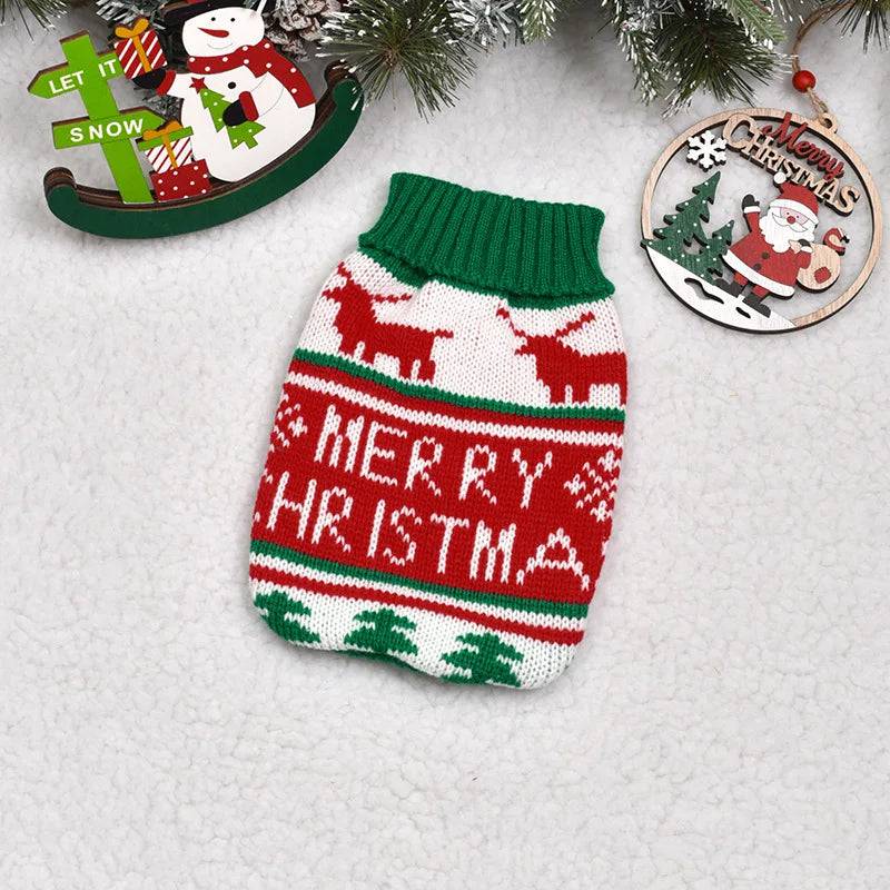 Red Green Warm Knitted Pet Dogs Cats Sweater Winter Clothes