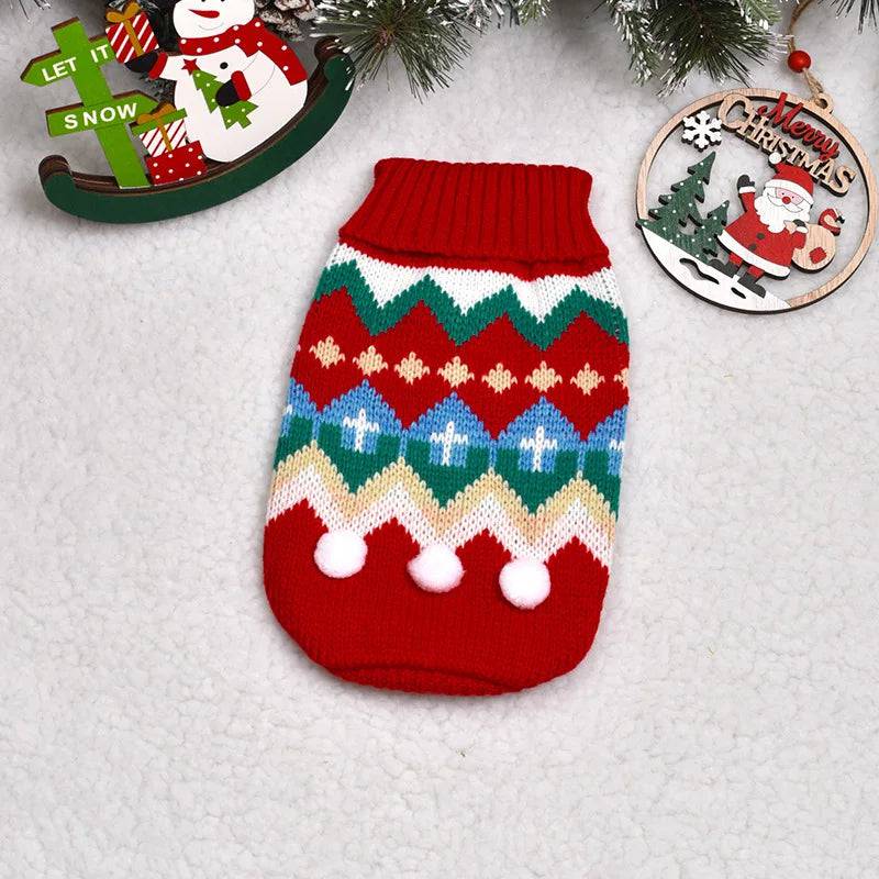 Red Warm Knitted Pet Dogs Cats Sweater Winter Clothes