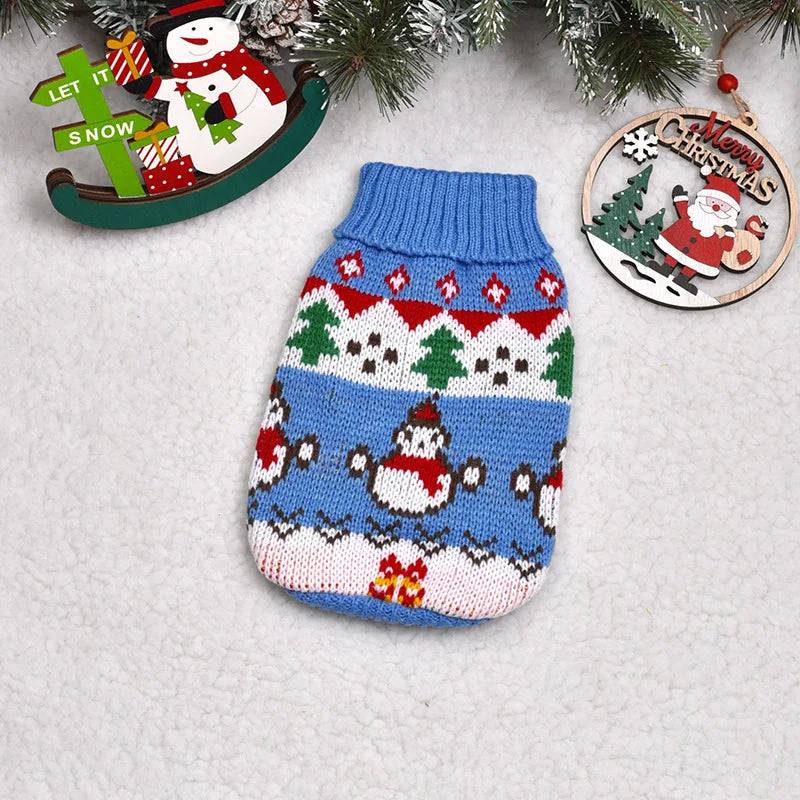 Sky Blue Warm Knitted Pet Dogs Cats Sweater Winter Clothes
